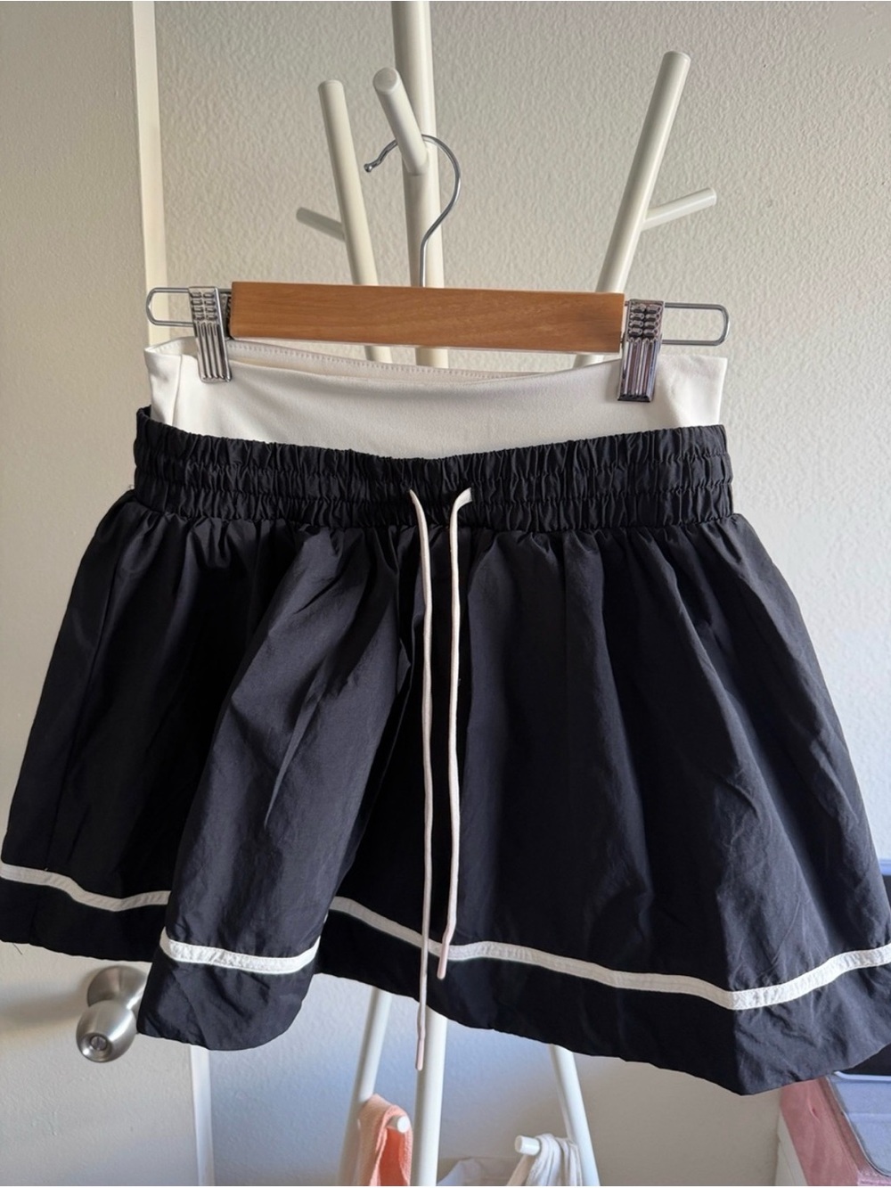 Anthropologie Black Skort with White Waistband and Trim